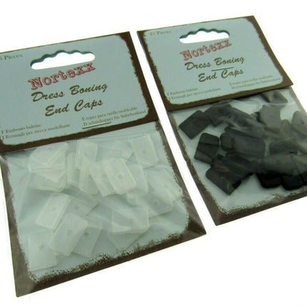 NYLON BONING END CAPS - 8mm or 12mm - In BLACK or WHITE - ThreadandTrimmings