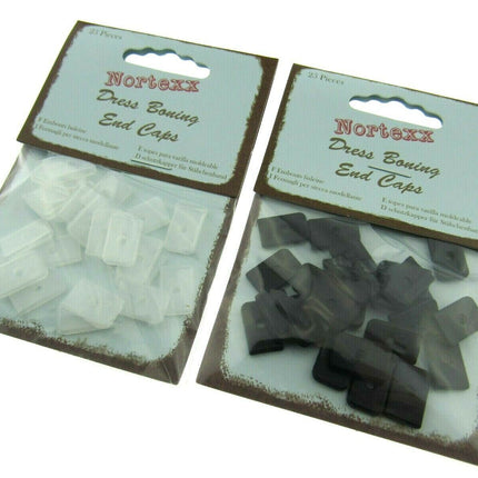 NYLON BONING END CAPS - 8mm or 12mm - In BLACK or WHITE - ThreadandTrimmings