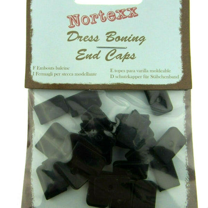 NYLON BONING END CAPS - 8mm or 12mm - In BLACK or WHITE - ThreadandTrimmings