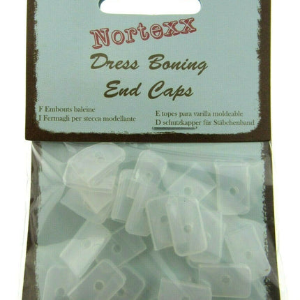 NYLON BONING END CAPS - 8mm or 12mm - In BLACK or WHITE - ThreadandTrimmings