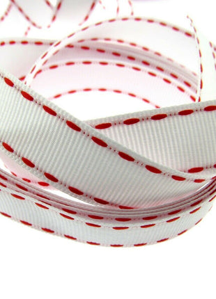 Grosgrain with Woven and Contrasting Stitched Edge 3m x 16mm - ThreadandTrimmings