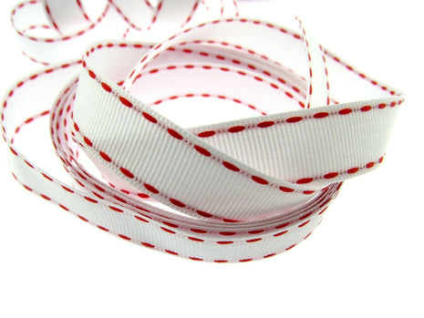 Grosgrain with Woven and Contrasting Stitched Edge 3m x 16mm - ThreadandTrimmings