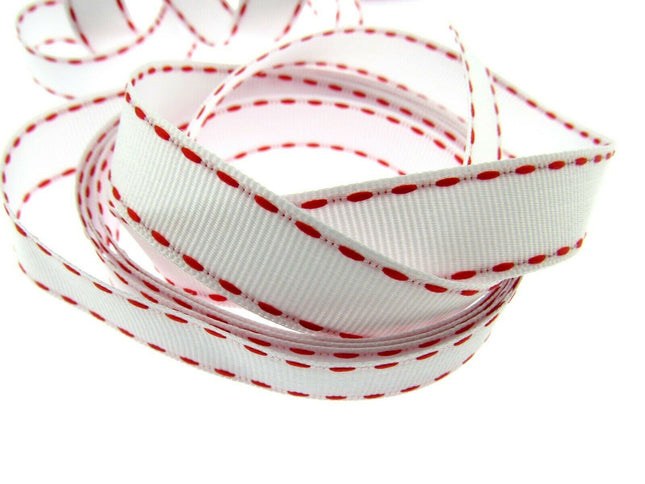 Grosgrain with Woven and Contrasting Stitched Edge 3m x 16mm - ThreadandTrimmings