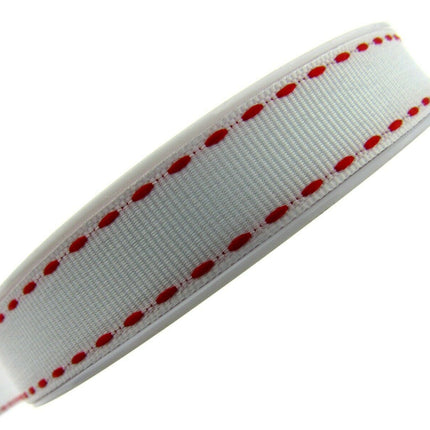 Grosgrain with Woven and Contrasting Stitched Edge 3m x 16mm - ThreadandTrimmings