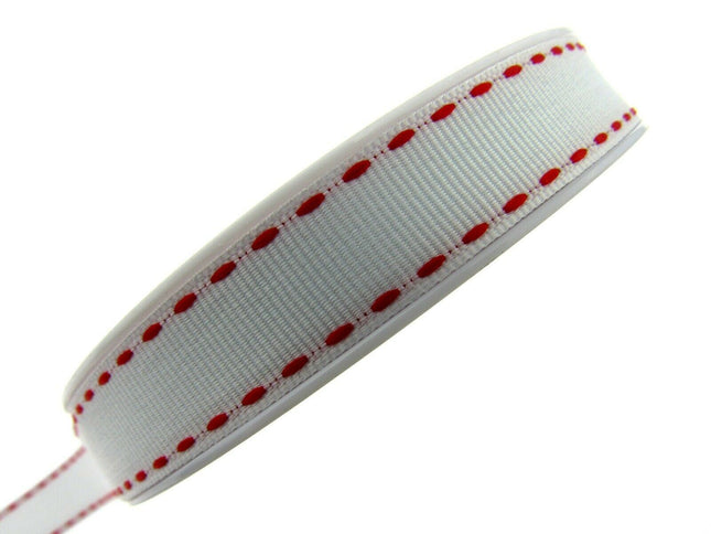 Grosgrain with Woven and Contrasting Stitched Edge 3m x 16mm - ThreadandTrimmings