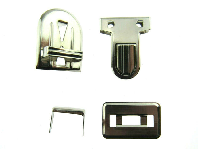 Chrome Tuck Locks & Clasps for Handbag, Purse or Briefcase Making - Size 26mm - ThreadandTrimmings