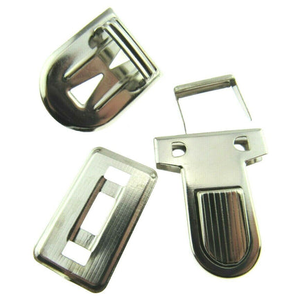 Chrome Tuck Locks & Clasps for Handbag, Purse or Briefcase Making - Size 26mm - ThreadandTrimmings