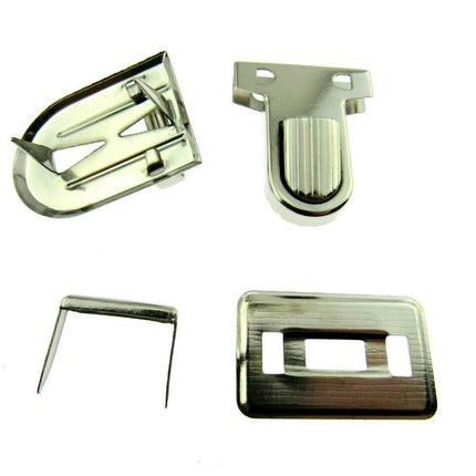 Chrome Tuck Locks & Clasps for Handbag, Purse or Briefcase Making - Size 26mm - ThreadandTrimmings