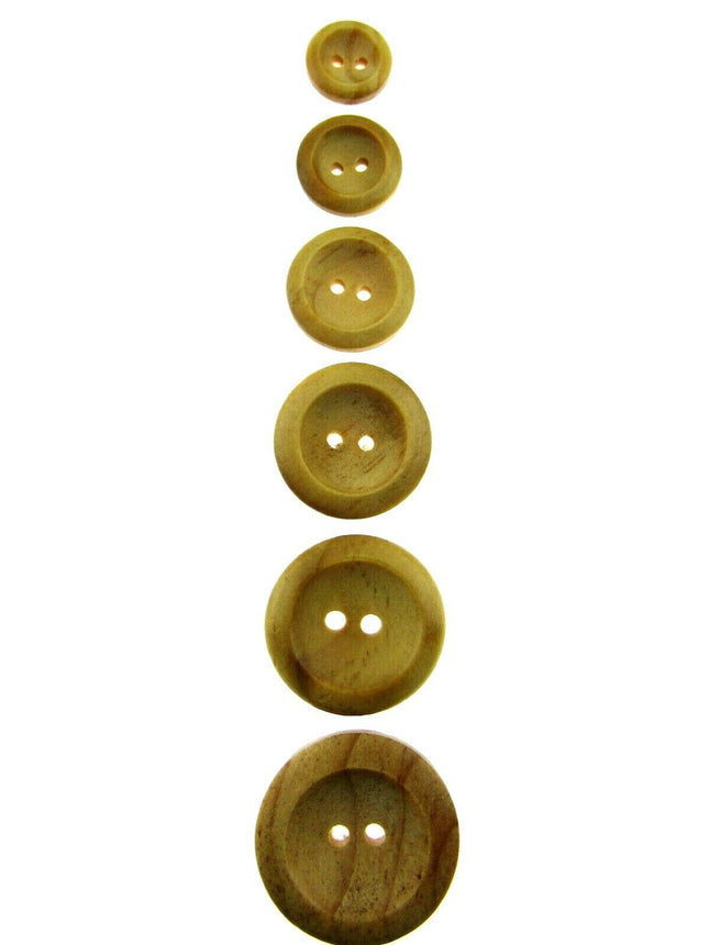 TWO HOLE WEDGED RIM WOODEN BUTTONS - CW3 - ThreadandTrimmings
