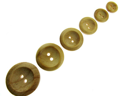 TWO HOLE WEDGED RIM WOODEN BUTTONS - CW3 - ThreadandTrimmings