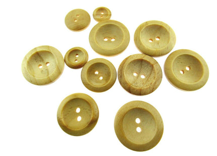TWO HOLE WEDGED RIM WOODEN BUTTONS - CW3 - ThreadandTrimmings