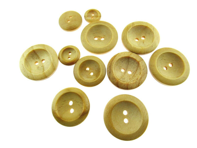 TWO HOLE WEDGED RIM WOODEN BUTTONS - CW3 - ThreadandTrimmings