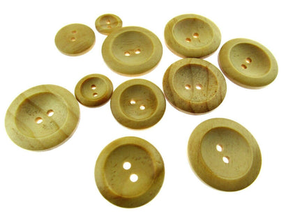 TWO HOLE WEDGED RIM WOODEN BUTTONS - CW3 - ThreadandTrimmings