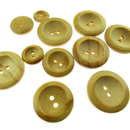 TWO HOLE WEDGED RIM WOODEN BUTTONS - CW3 - ThreadandTrimmings