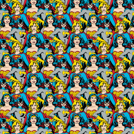 Cotton Fabric with Heroines Catwoman Superwoman Wonderwoman Theme 100% Cotton