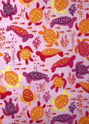 Cotton Fabric Pink Childrens Turtles Fabric - 100% Cotton - 2470-07