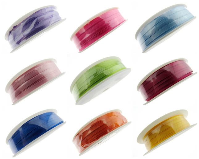 Thin Satin Ribbon 3mm Double Faced Satin Ribbon Woven Edge 50 Meter Roll - ThreadandTrimmings