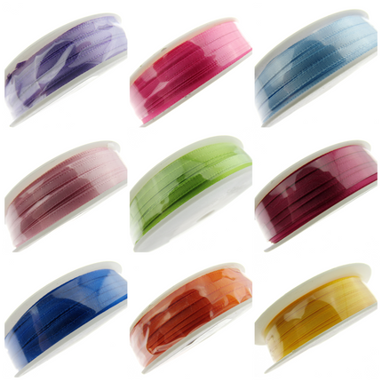 Thin Satin Ribbon 3mm Double Faced Satin Ribbon Woven Edge 50 Meter Roll - ThreadandTrimmings