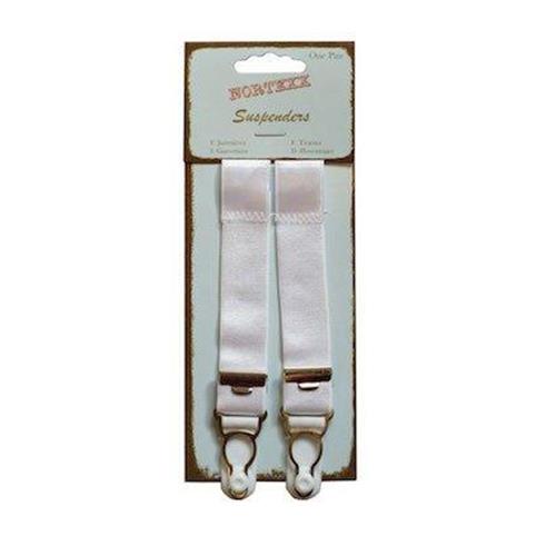 Adjustable Suspenders - One Pair of White 20mm Suspenders NSS7