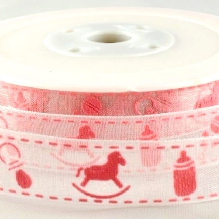 ** 15mm ORGANZA BABY RIBBON - PINK or BLUE - ThreadandTrimmings