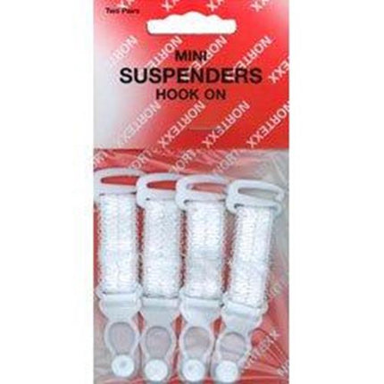 Mini Hook On Suspenders in Black or White - Price for 2 x Pair - 12mm - NSS9X - ThreadandTrimmings