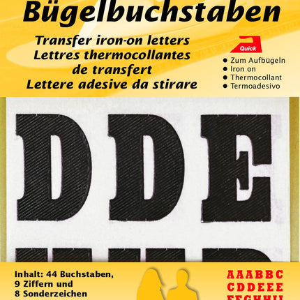 Iron On Letters Numbers & Special Characters in Black or White 44 pcs K790