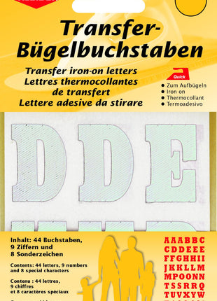 Iron On Letters Numbers & Special Characters in Black or White 44 pcs K790