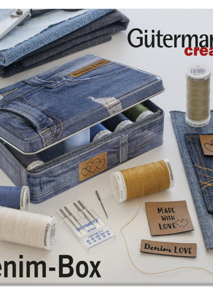 Gutermann Denim Jeans Thread Set Box 12 Spools 100m No 50 Thread Free Needles - ThreadandTrimmings