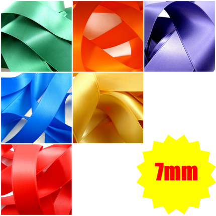 Double Sided Satin Ribbon Woven Edge - 7mm - Choice of 27 Colours, 5m, 50m - ThreadandTrimmings