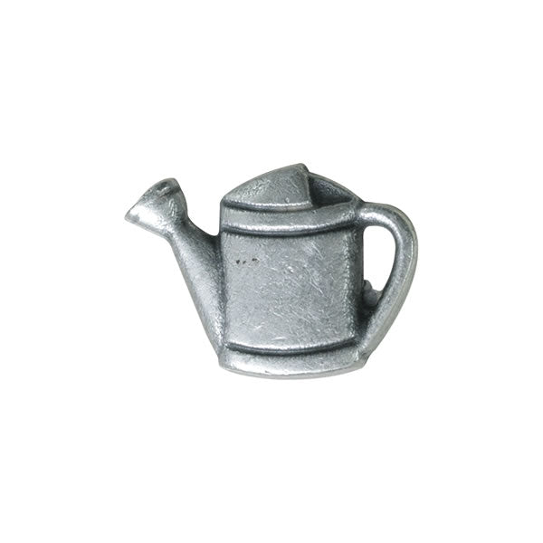 Antique Silver Metal Flower Watering Can Button - ThreadandTrimmings