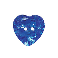 Heart Shaped Sparkly Crystal Jeweled Buttons - Shiny Acrylic 2 Hole Sew Through - ThreadandTrimmings