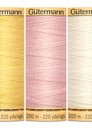 5 x 200m GUTERMANN TACKING THREAD Col 919 /758 /2538 /NATURAL/ PINK/ YELLOW - ThreadandTrimmings