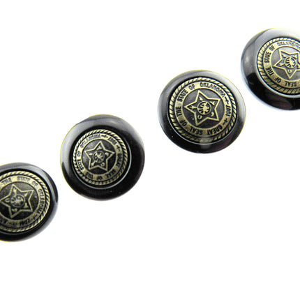 Round Black Pentagon Star Buttons For Leather Jackets Coats with Wire Shank CP69 - ThreadandTrimmings