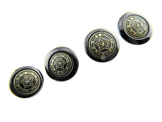 Round Black Pentagon Star Buttons For Leather Jackets Coats with Wire Shank CP69 - ThreadandTrimmings