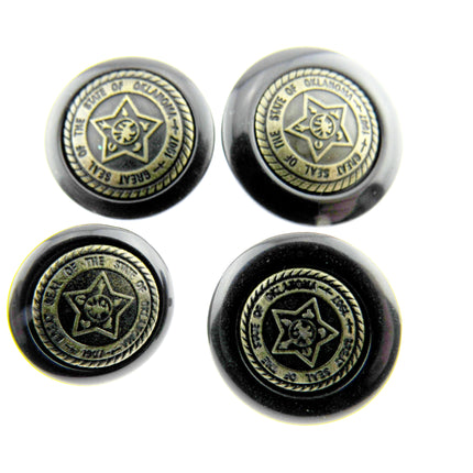 Round Black Pentagon Star Buttons For Leather Jackets Coats with Wire Shank CP69 - ThreadandTrimmings