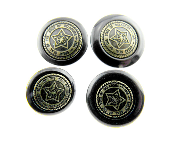 Round Black Pentagon Star Buttons For Leather Jackets Coats with Wire Shank CP69 - ThreadandTrimmings