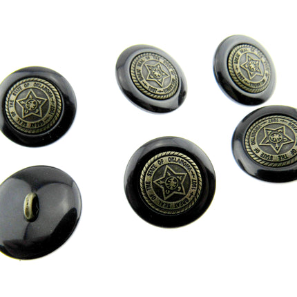 Round Black Pentagon Star Buttons For Leather Jackets Coats with Wire Shank CP69 - ThreadandTrimmings