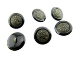Round Black Pentagon Star Buttons For Leather Jackets Coats with Wire Shank CP69
