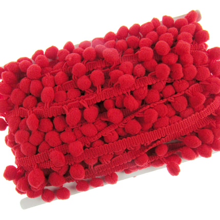 Bright Pom Pom Trimming Fringe Braid 10mm Balls 25mm Drop 25 Colours - By Meter - ThreadandTrimmings
