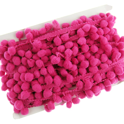 Bright Pom Pom Trimming Fringe Braid 10mm Balls 25mm Drop 25 Colours - By Meter - ThreadandTrimmings