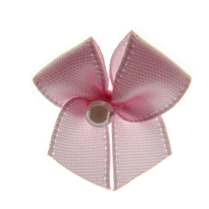 Mini Satin Ribbon Bows with Single Pearl - Choose From 20+ Colours - 22mm x 26mm - ThreadandTrimmings