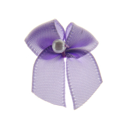 Mini Satin Ribbon Bows with Single Pearl - Choose From 20+ Colours - 22mm x 26mm - ThreadandTrimmings