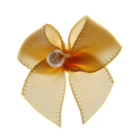 Mini Satin Ribbon Bows with Single Pearl - Choose From 20+ Colours - 22mm x 26mm - ThreadandTrimmings