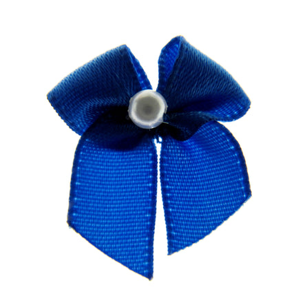 Mini Satin Ribbon Bows with Single Pearl - Choose From 20+ Colours - 22mm x 26mm - ThreadandTrimmings