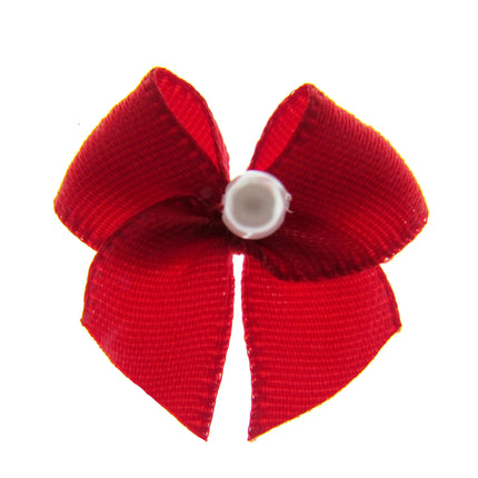 Mini Satin Ribbon Bows with Single Pearl - Choose From 20+ Colours - 22mm x 26mm - ThreadandTrimmings
