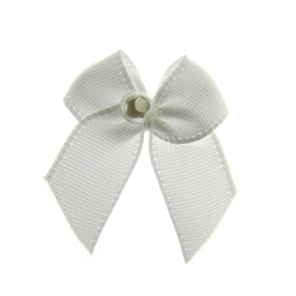 Mini Satin Ribbon Bows with Single Pearl - Choose From 20+ Colours - 22mm x 26mm - ThreadandTrimmings