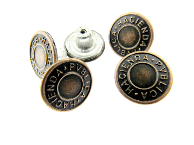 Round Hammer On Jean Buttons - 14mm Plastic Shank With Metal "Hacienda" Cap 3 - ThreadandTrimmings