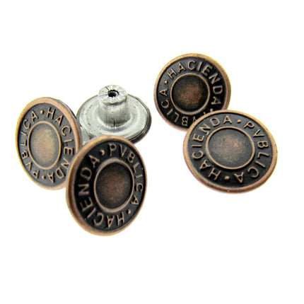 Round Hammer On Jean Buttons - 17mm Plastic Shank With Metal "Hacienda" Cap 3 - ThreadandTrimmings