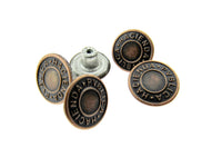 Round Hammer On Jean Buttons - 17mm Plastic Shank With Metal "Hacienda" Cap 3 - ThreadandTrimmings