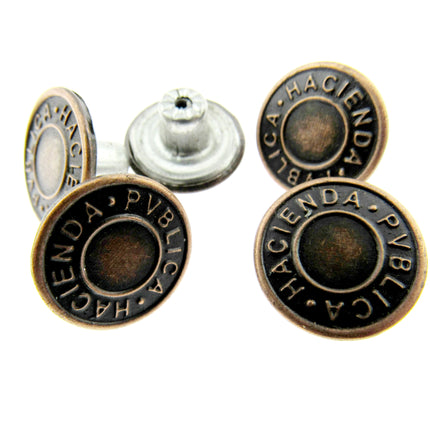 Round Hammer On Jean Buttons - 17mm Plastic Shank With Metal "Hacienda" Cap 3 - ThreadandTrimmings